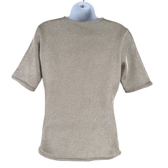 Ralph Lauren Black Label Top Womens Large Silk Blend Metallic Gold TP-3273 - Picture 4 of 8